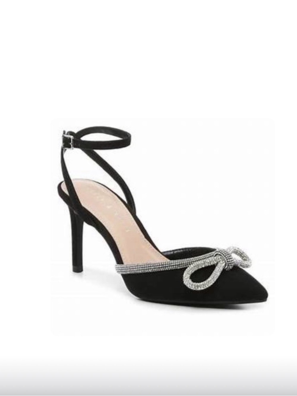Kelly and Katie black rhinestone bow heel - Size 9